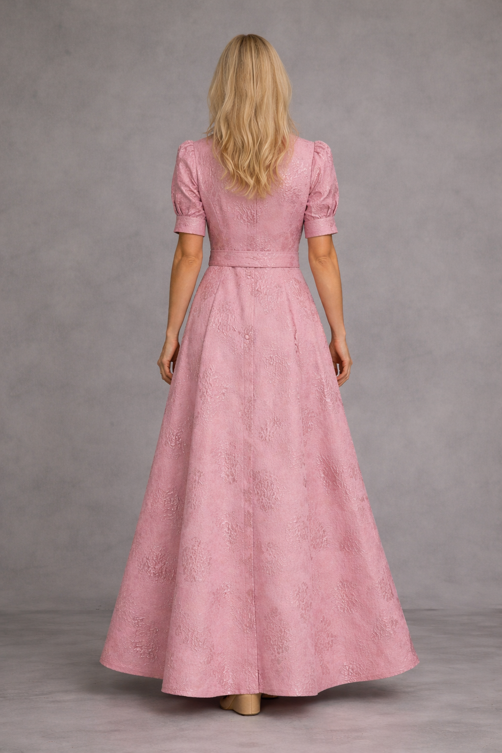 Rose | Bedrucktes Maxikleid mit Gürtel