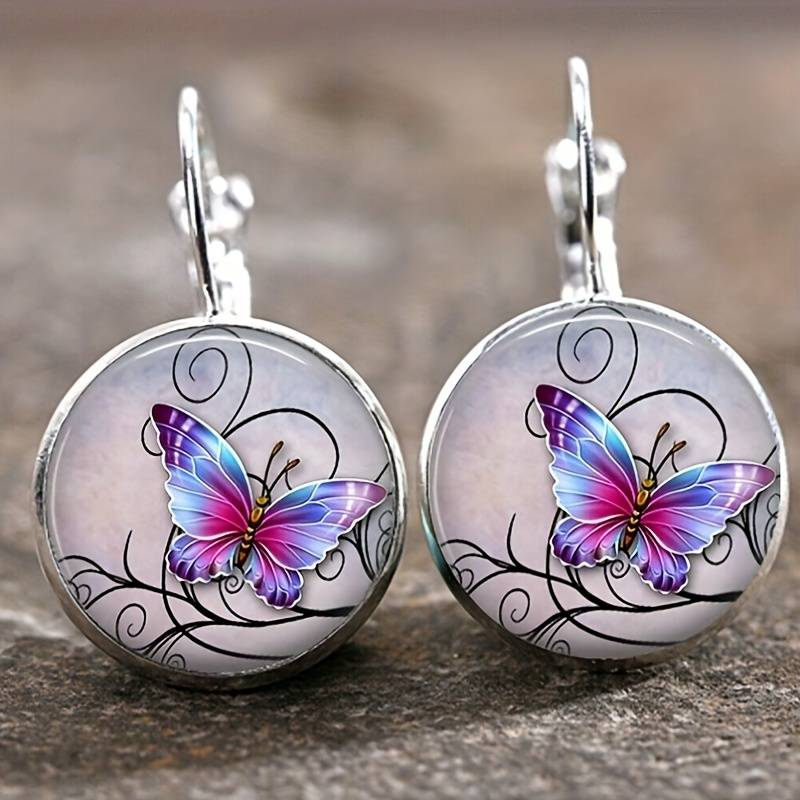 Vintage Schmetterling Ohrringe mit abgerundeten Kristallen