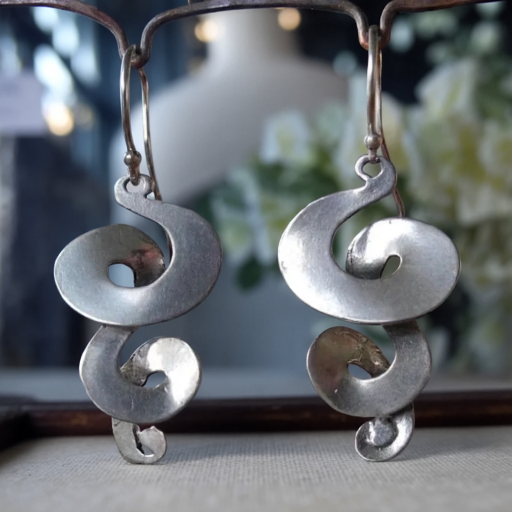 Vintage Spiralohrringe aus Silber