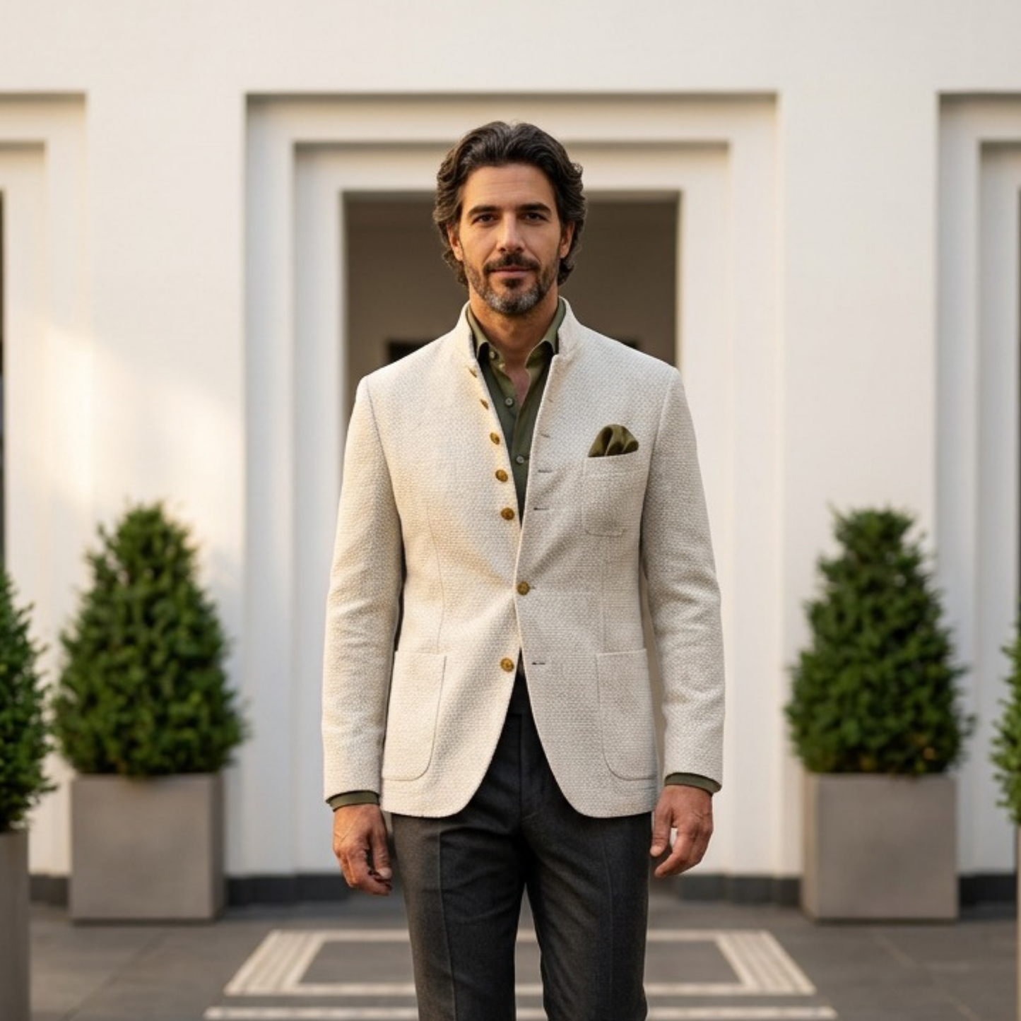 Alessandro | Strukturierter Strick-Blazer mit Stehkragen