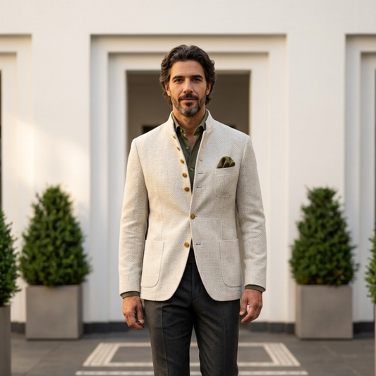 Alessandro | Strukturierter Strick-Blazer mit Stehkragen