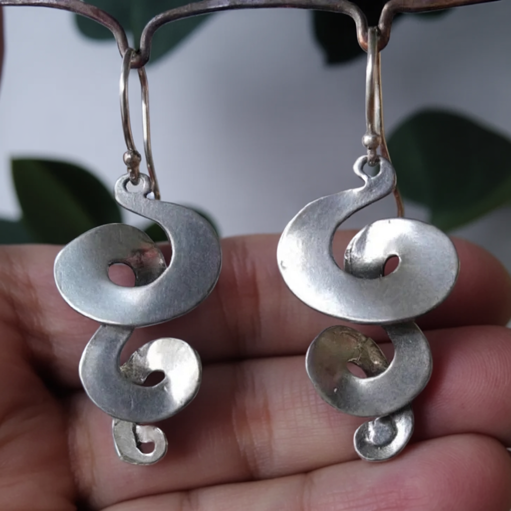 Vintage Spiralohrringe aus Silber