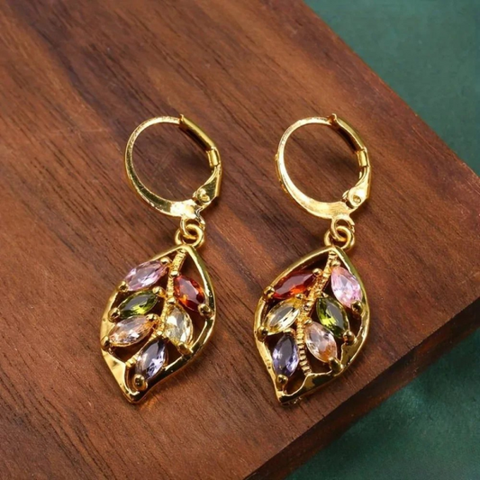 Vintage-Ohrringe in Multicolor mit Blattgold