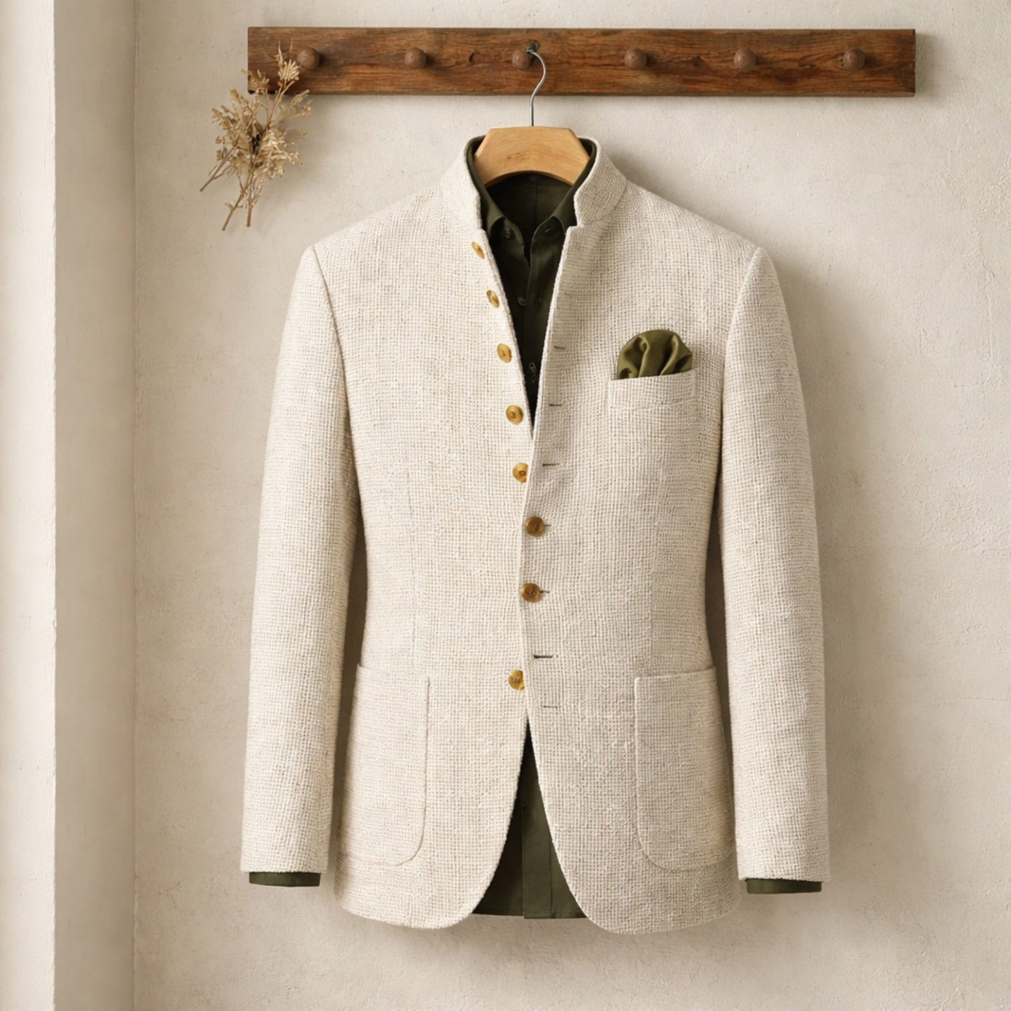 Alessandro | Strukturierter Strick-Blazer mit Stehkragen