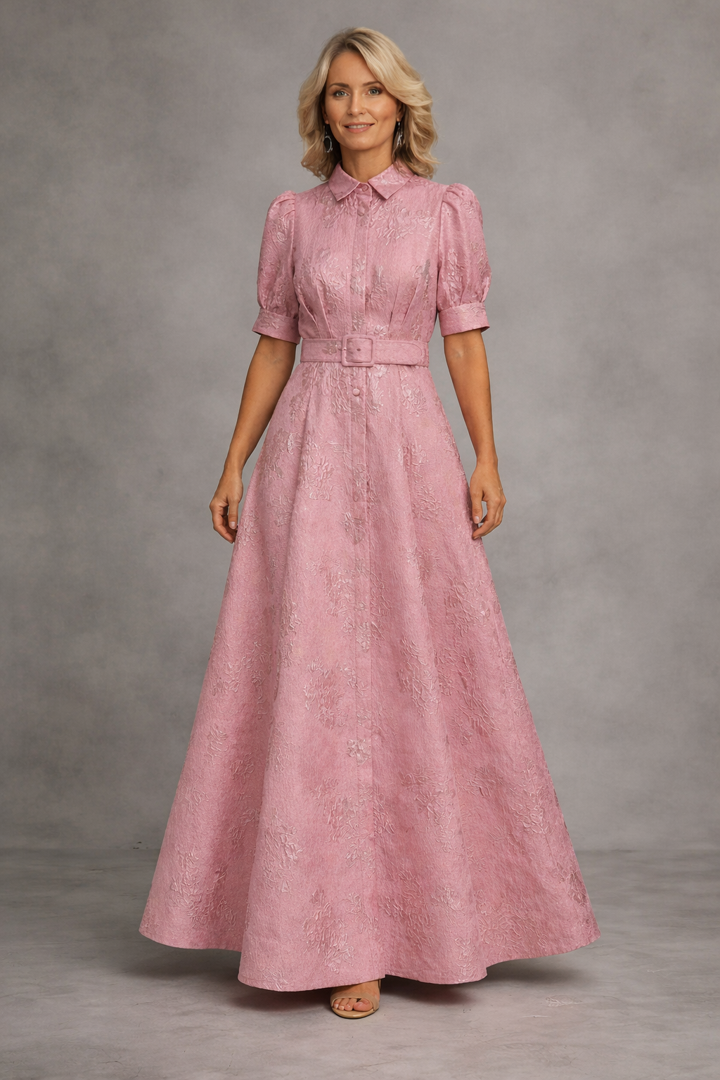 Rose | Bedrucktes Maxikleid mit Gürtel