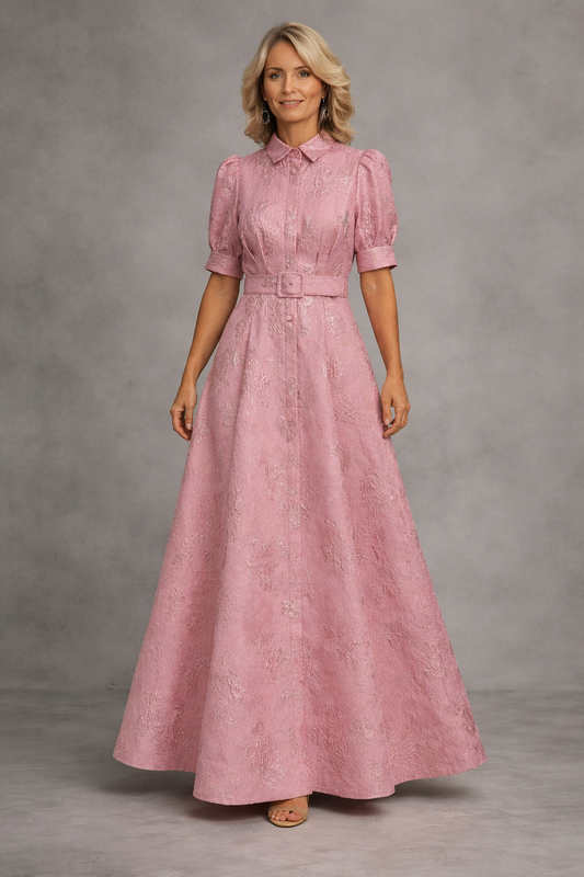 Rose | Bedrucktes Maxikleid mit Gürtel