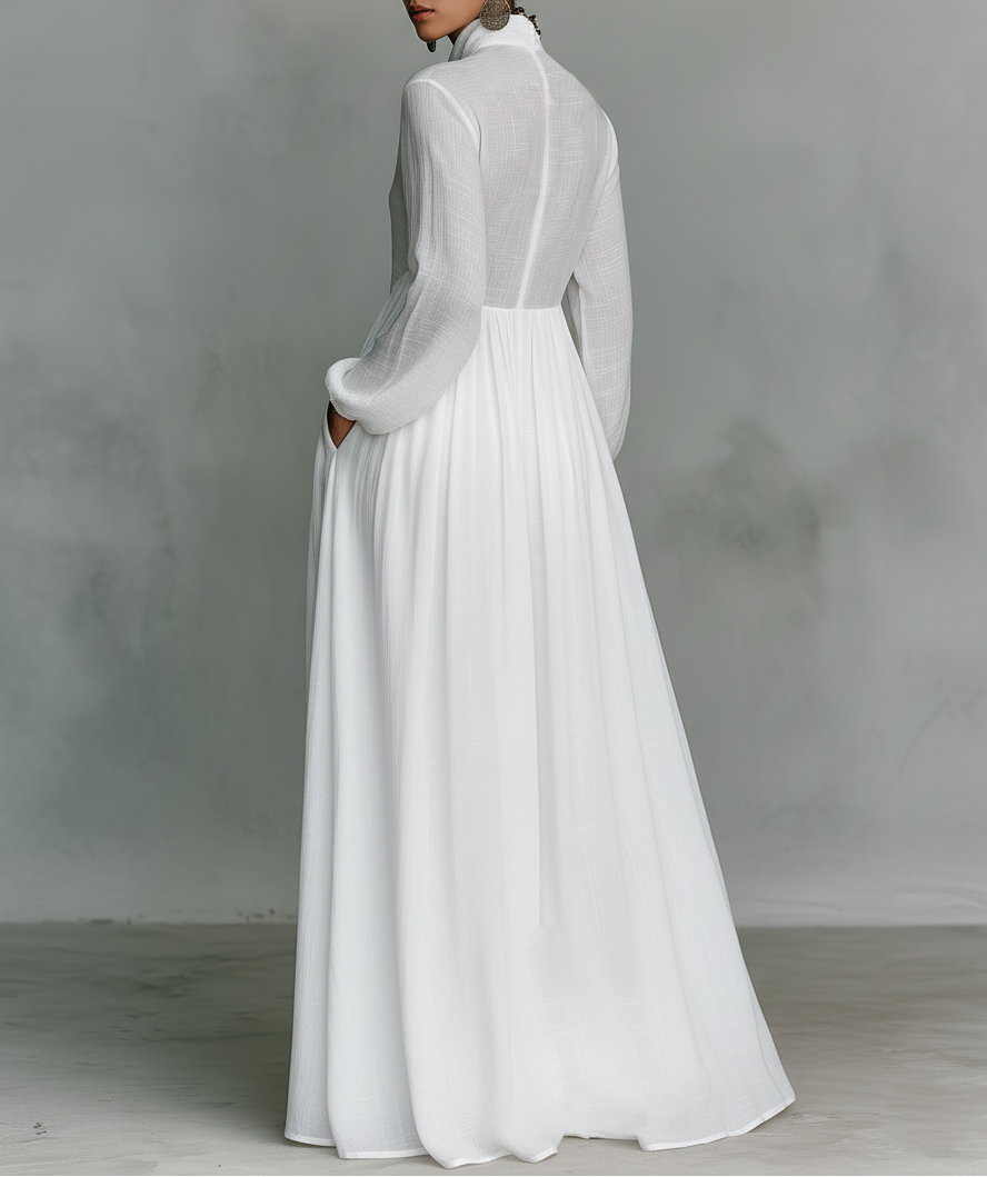 Serena | Fließendes Knopf-Front Maxikleid