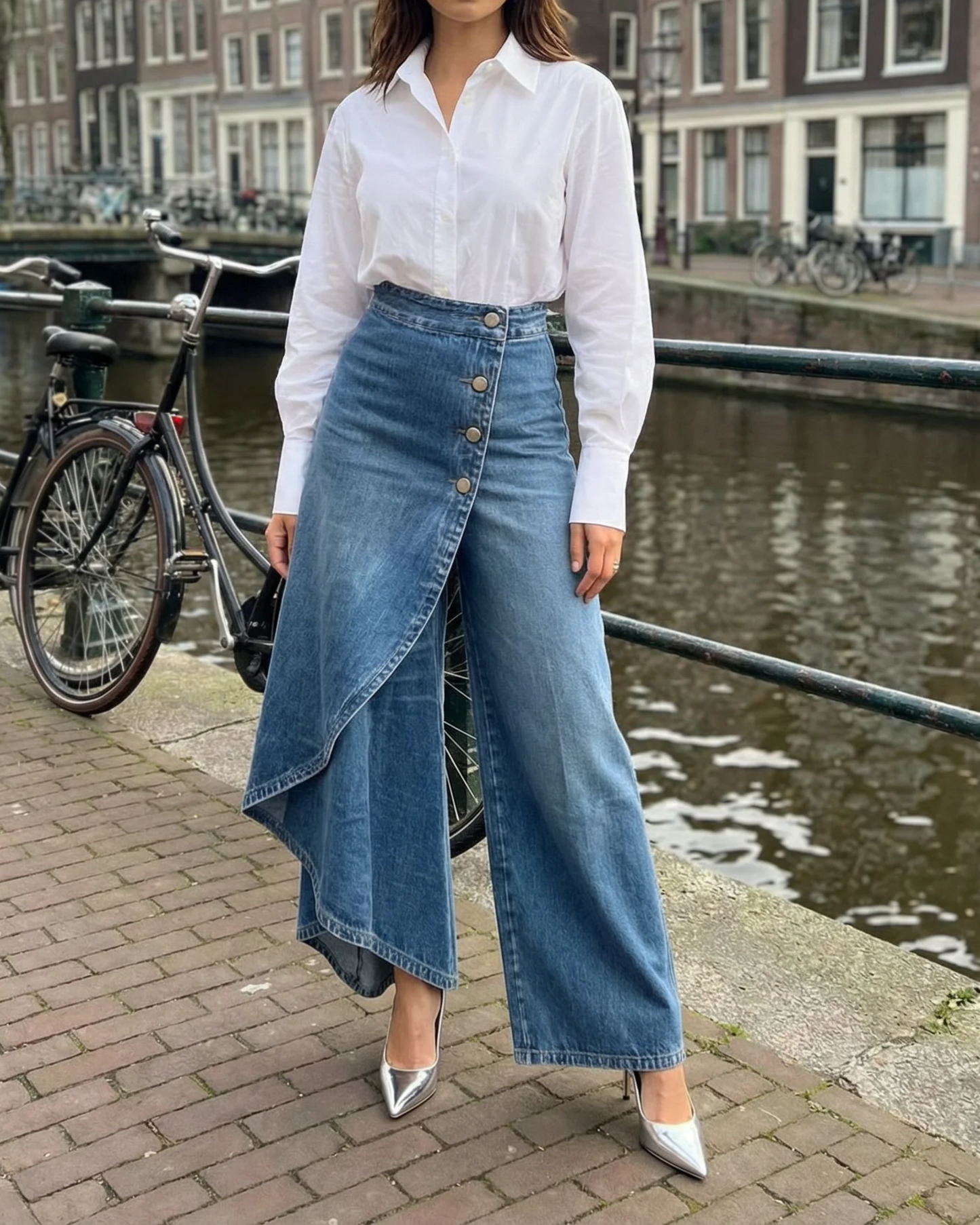 Mevaya - Softtouch-Jeans mit Wickelfront