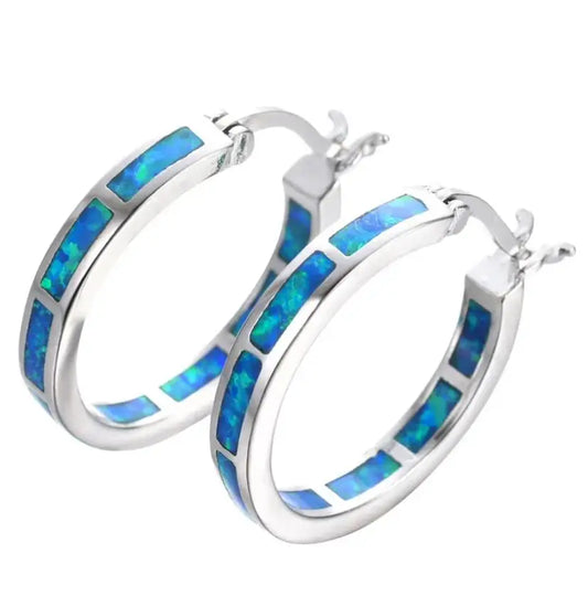 Chic Creolen mit Blauem Feueropal
