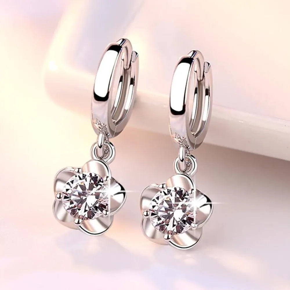 Ohrringe aus Sterlingsilber mit lila und weißen Zirkonia