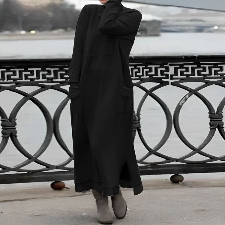 Mara Gestricktes Maxikleid – Gemütliches Langarm Oversized Winterkleid