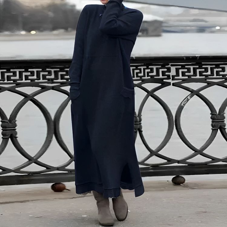 Mara Gestricktes Maxikleid – Gemütliches Langarm Oversized Winterkleid