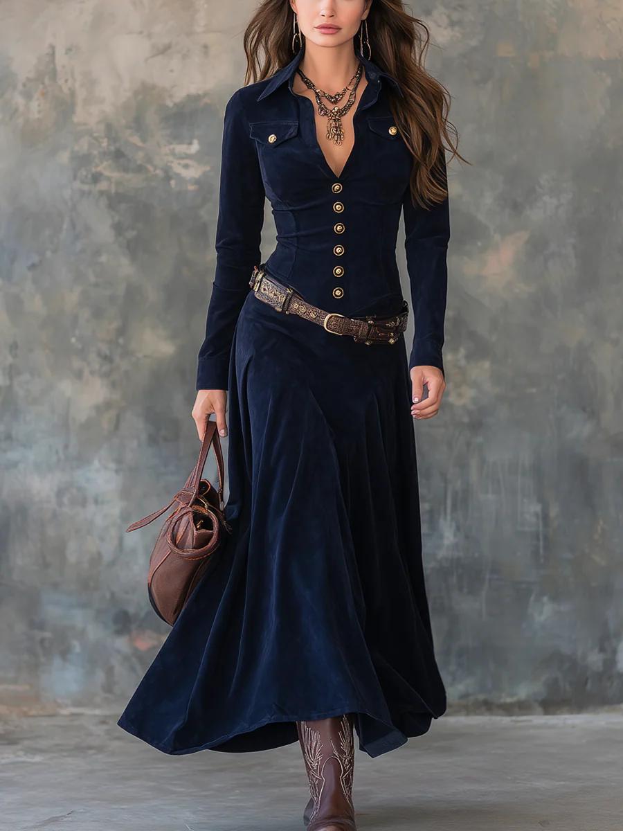 Milana | Langes Wildlederkleid mit Schlitz