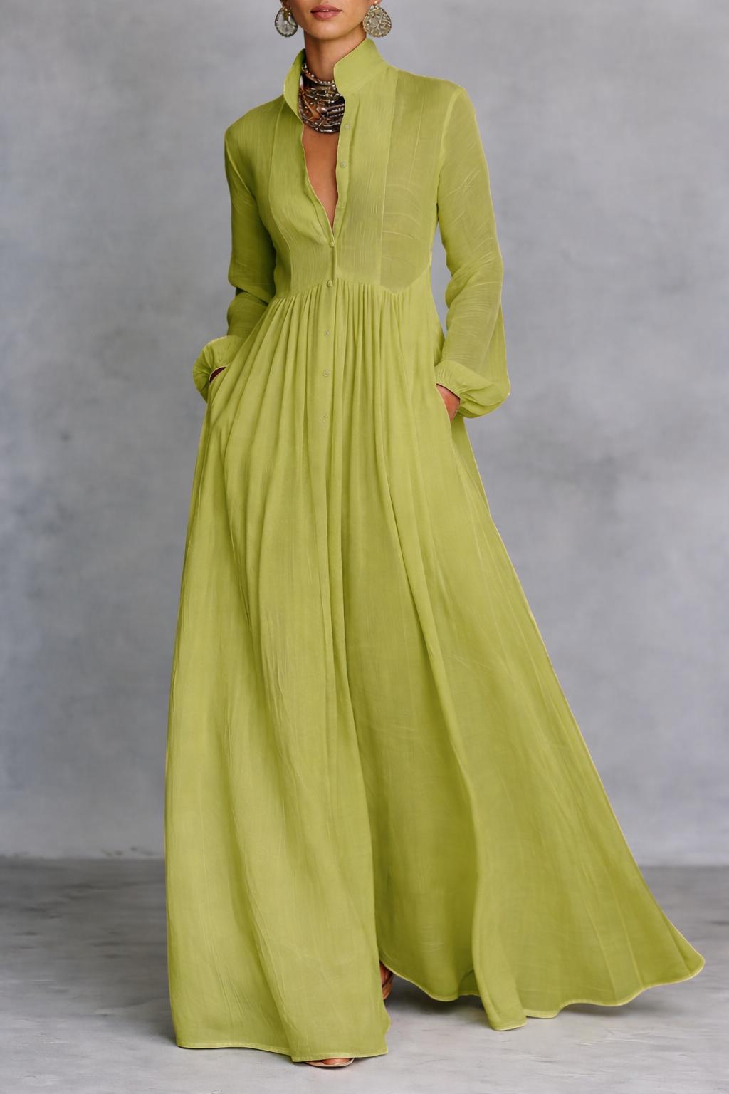 Serena | Fließendes Knopf-Front Maxikleid