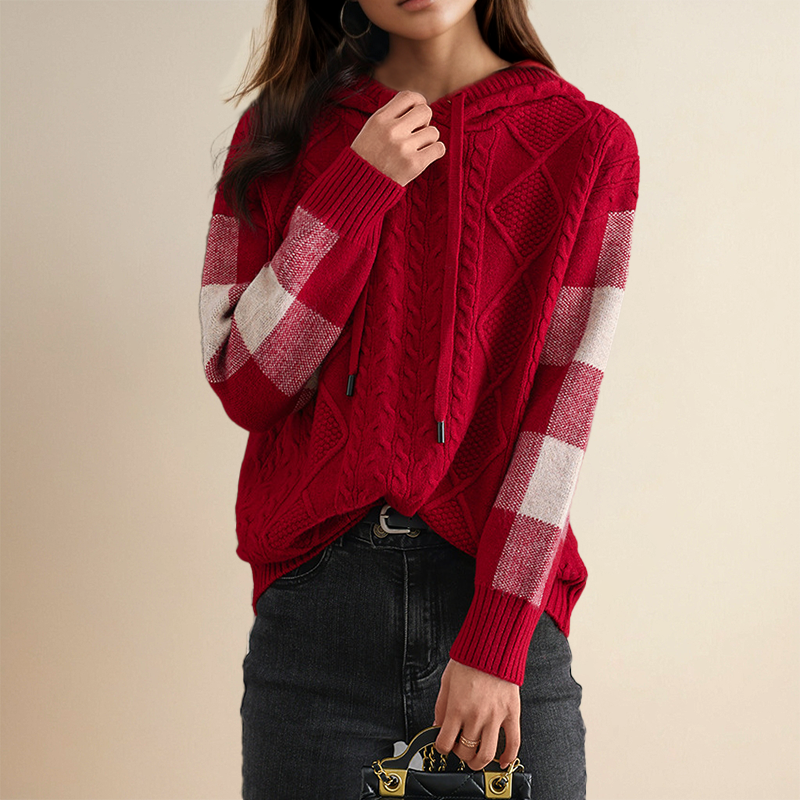 Emily | Kabelstrick Hoodie Pullover