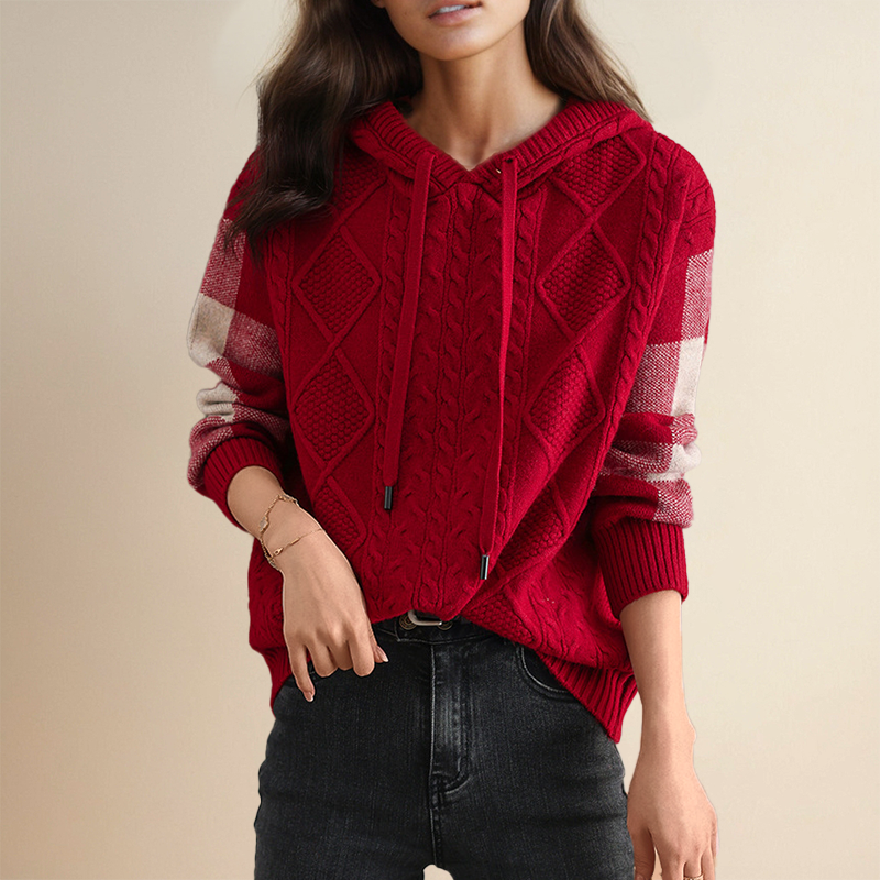 Emily | Kabelstrick Hoodie Pullover