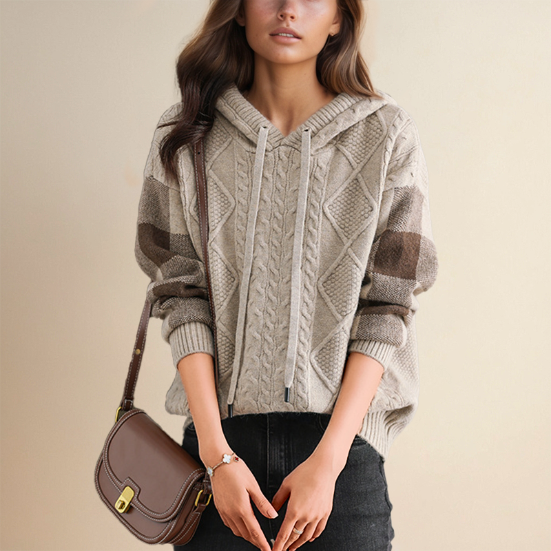 Emily | Kabelstrick Hoodie Pullover