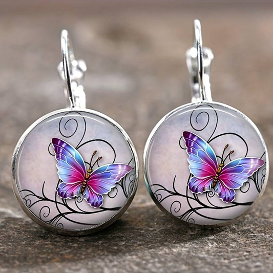Vintage Schmetterling Ohrringe mit abgerundeten Kristallen