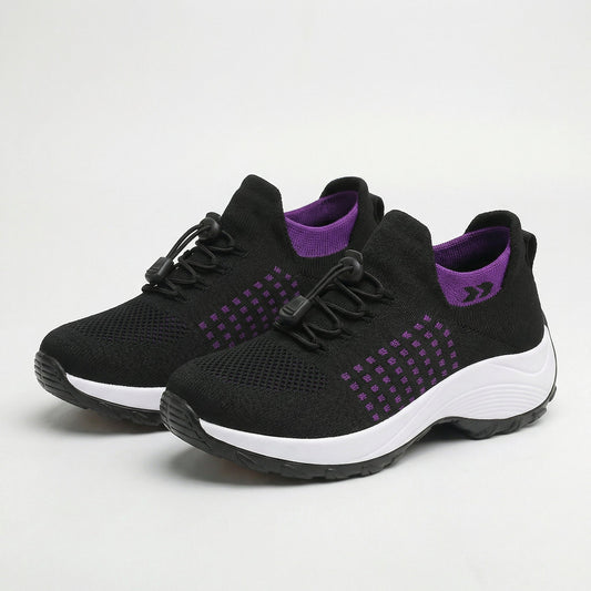 Ambulo Orthopädische Schuhe Strickstoff - Lila Schwarz