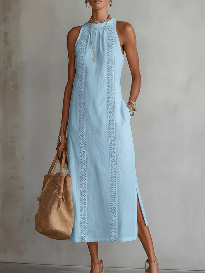 Aurora | Ärmelloses Midi-Kleid mit Spitzen-Details