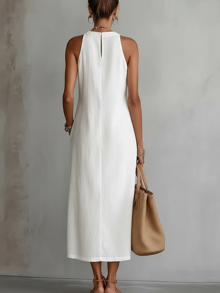 Aurora | Ärmelloses Midi-Kleid mit Spitzen-Details