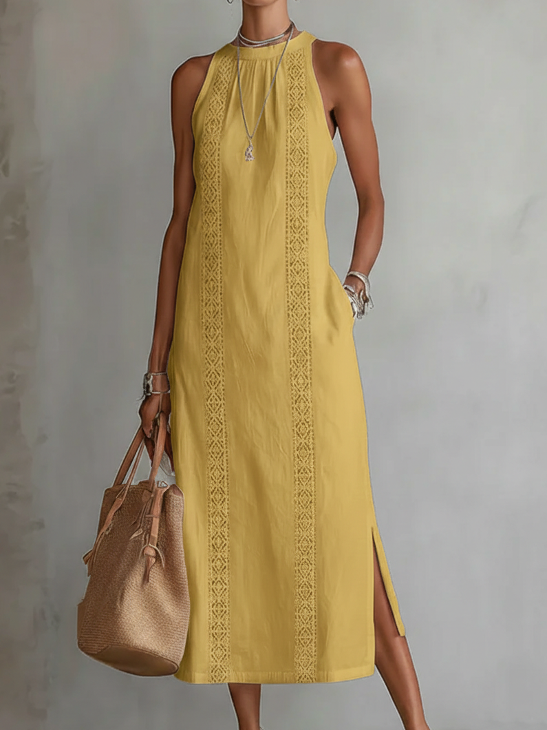 Aurora | Ärmelloses Midi-Kleid mit Spitzen-Details