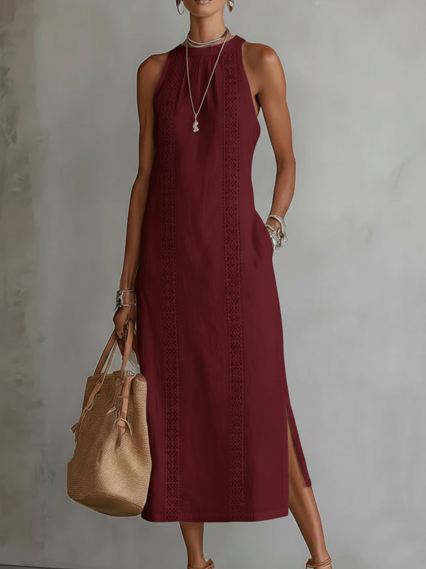 Aurora | Ärmelloses Midi-Kleid mit Spitzen-Details